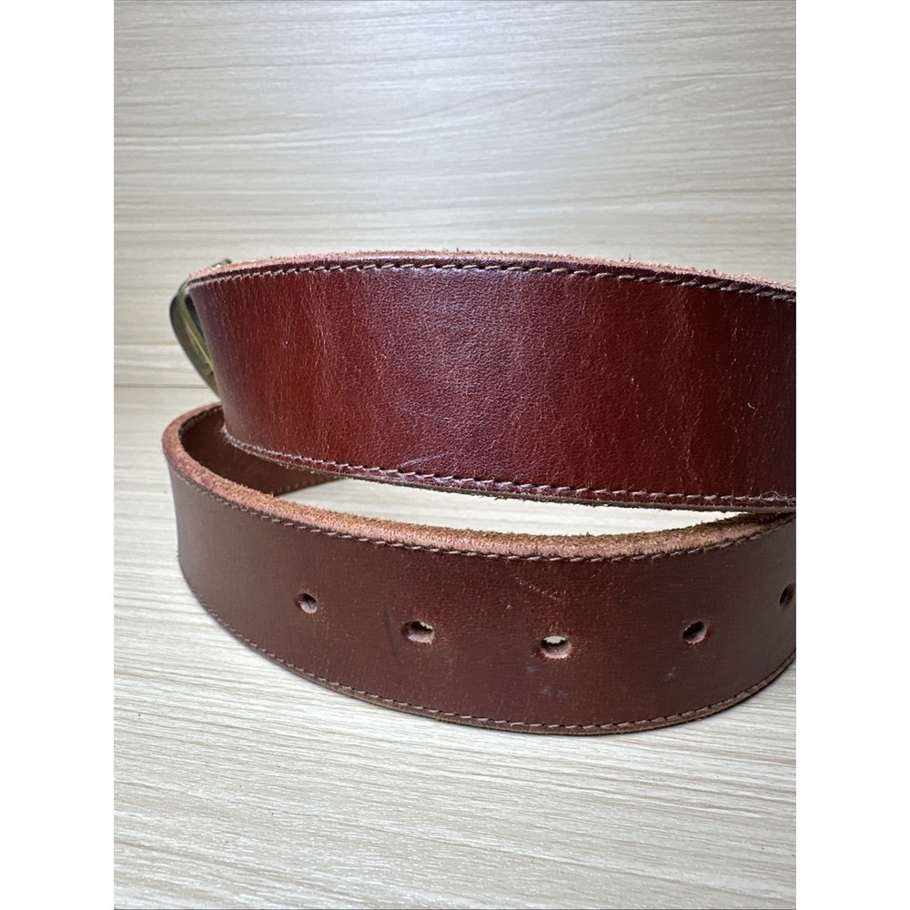 Fossil Womens Brown Leather Belt Gold Buckle Medium Leather Adjustable Solid - Picture 9 of 15